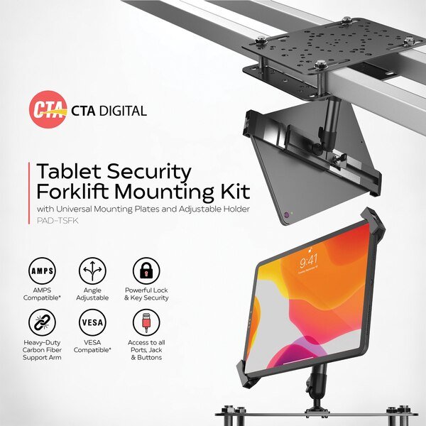 Tablet Security Forklift Mounting Kit with Universal Mounting Plates and Adjustable Holder, Cta Digital, Mfr#: PAD-TSFK